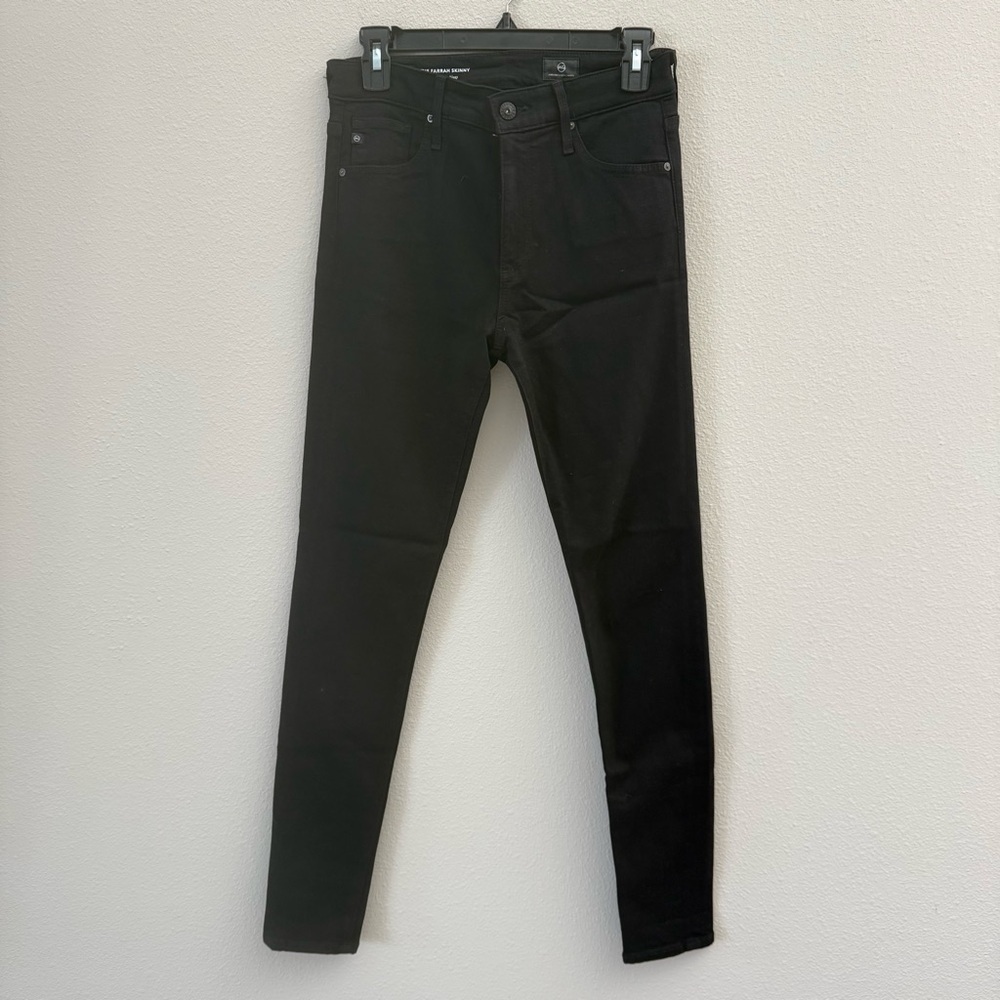 AG Adriano Goldschmied The Farrah Skinny Jet Black High Rise Jeans 27 - Picture 2 of 5